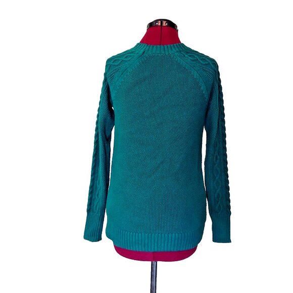 Gap Cable Knit Sweater Green Womens Size Small Crew Neck Pullover - Picture 2 of 6